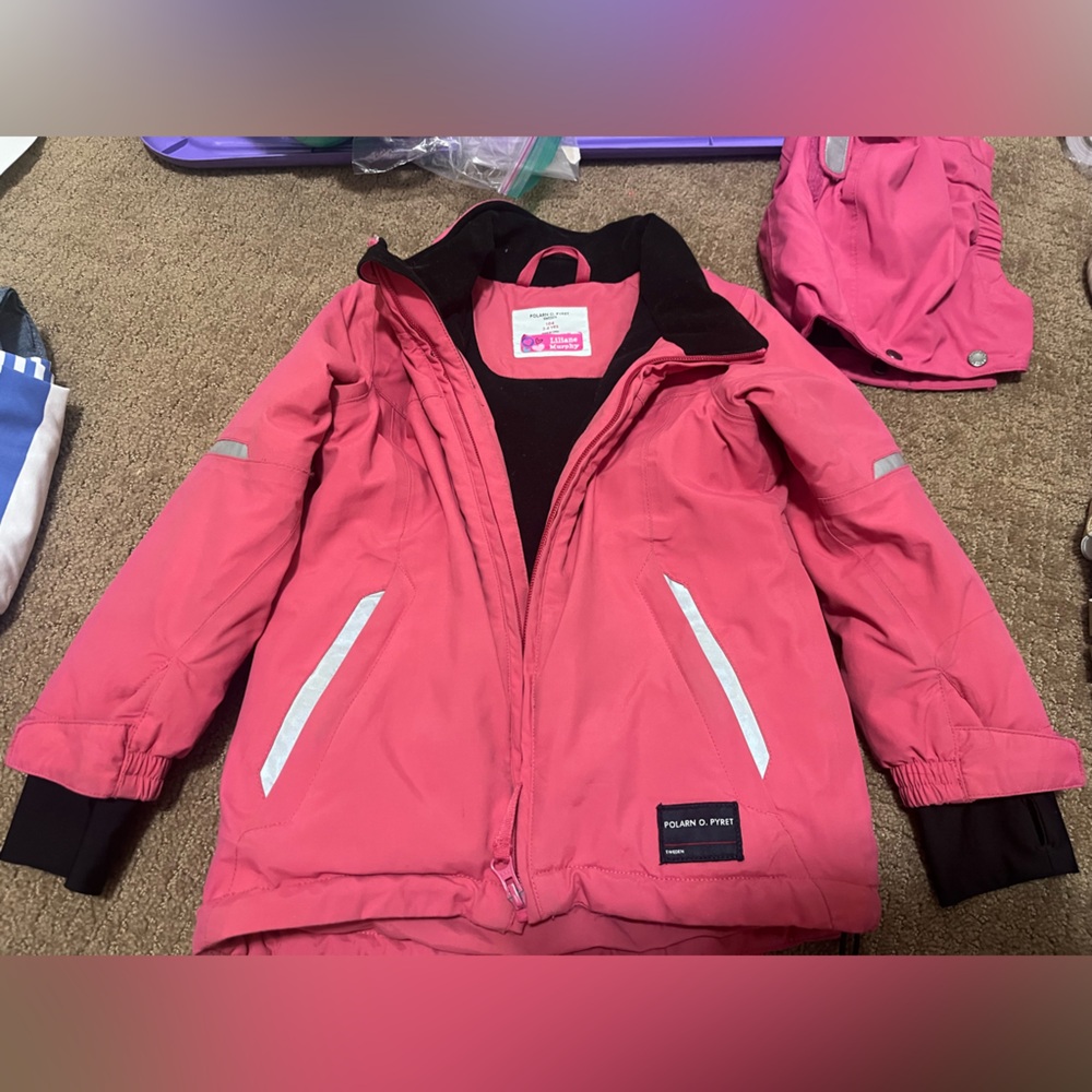 Polarn O. Pyret Bright Pink Kids Medium- Heavy fleece lined Jacket
